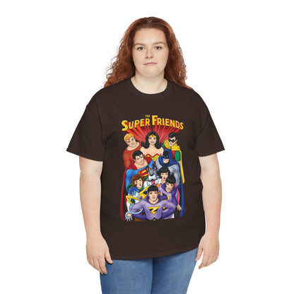 Super Friends T-Shirt - Kevin Maguire Art - Wonder Twins, Gleek, Superman, Wonder Woman Batman - DC Comics - Based on 1970s Hanna-Barbera Cartoon