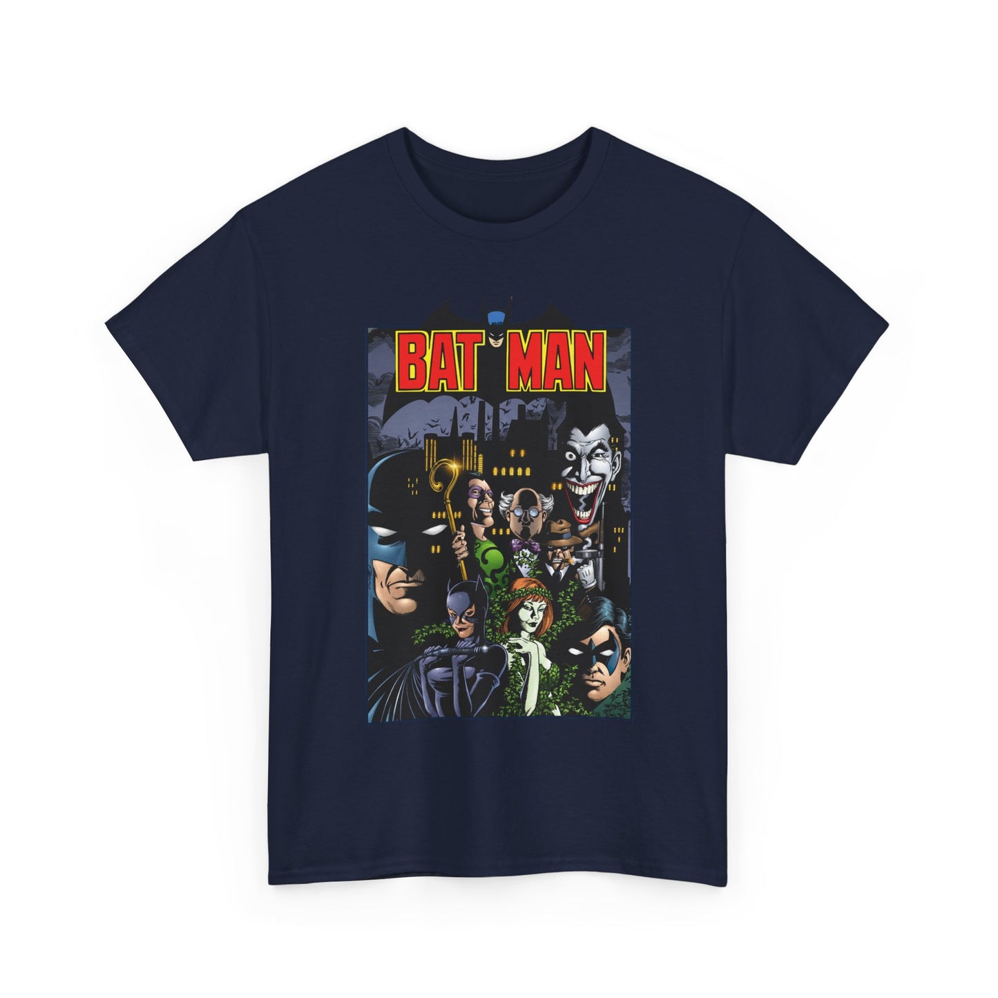 Batman T-Shirt - George Perez Art - Arkham Asylum - Joker, Catwoman, Poison Ivy, Riddler, Nightwing - DC Comics