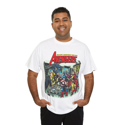 Classic Avengers T-Shirt - George Perez Art - Captain America, Hawkeye, Iron Man, Vision, Scarlet Witch, Quicksilver, Jarvis - Marvel Comics