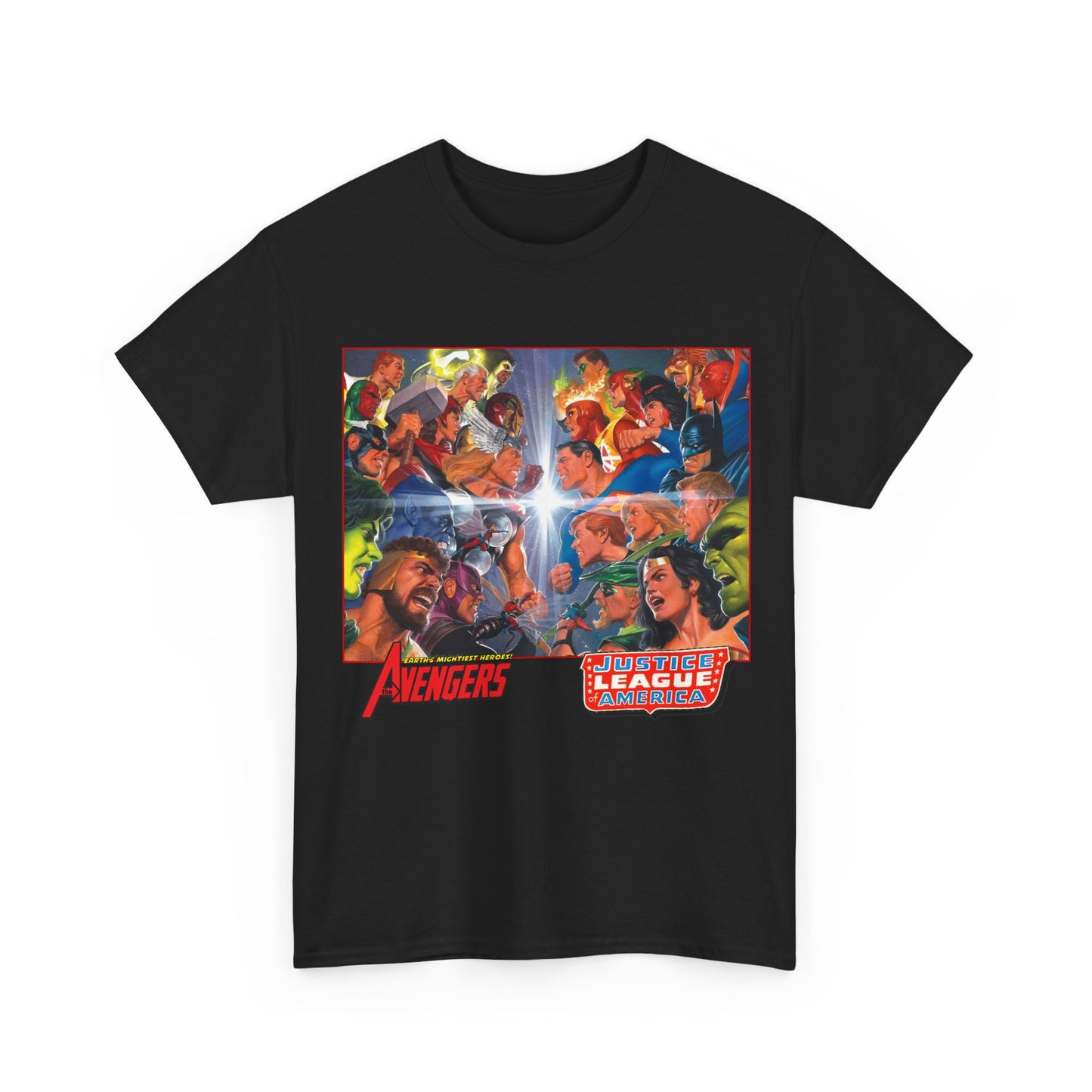 Avengers/Justice League of America T-Shirt - Alex Ross Art, George Perez Homage - DC Comics, Marvel Comics