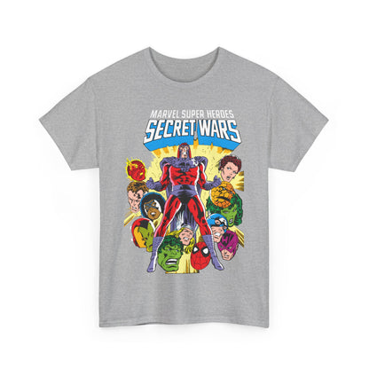 Marvel Super Heroes Secret Wars T-Shirt - Magneto, Captain America, Iron Man, She-Hulk, Hulk, Human Torch, Captain Marvel, Hawkeye - Marvel Comics
