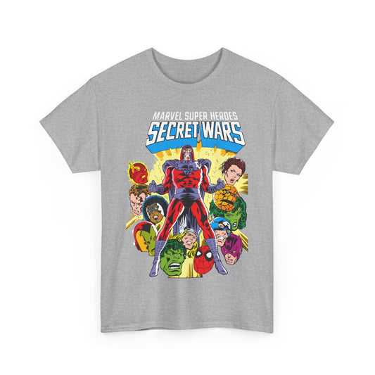 Marvel Super Heroes Secret Wars T-Shirt - Magneto, Captain America, Iron Man, She-Hulk, Hulk, Human Torch, Captain Marvel, Hawkeye - Marvel Comics