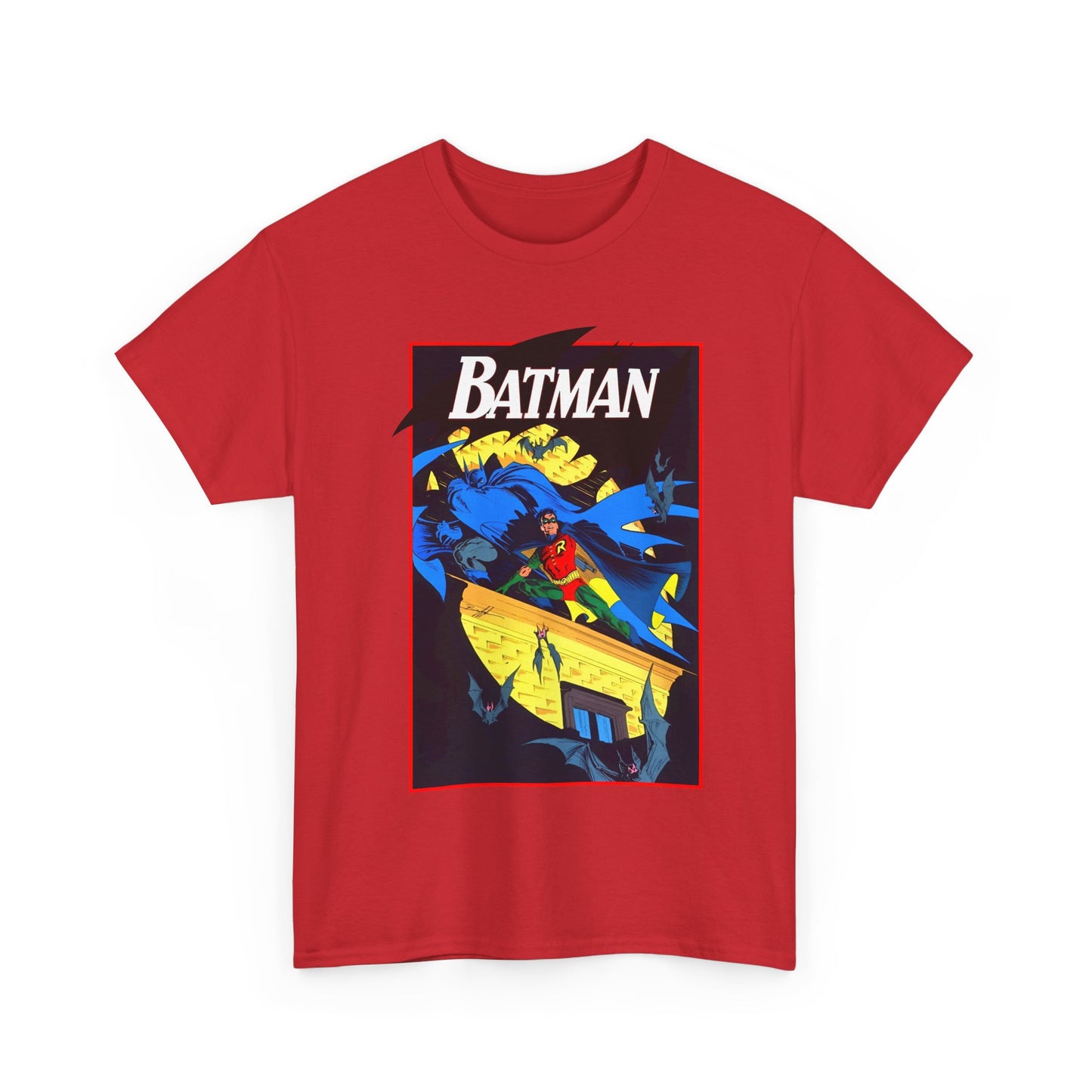 Batman & Robin T-Shirt - Norm Breyfogle Art - Surrounded by Bats in Gotham City - DC Comics
