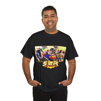 JLA T-Shirt - Alex Ross Art - Superman, Batman, Wonder Woman, Hawkman, Green Lantern, Black Canary, Flash, Martian Manhunter, Green Arrow - Justice League - DC Comics