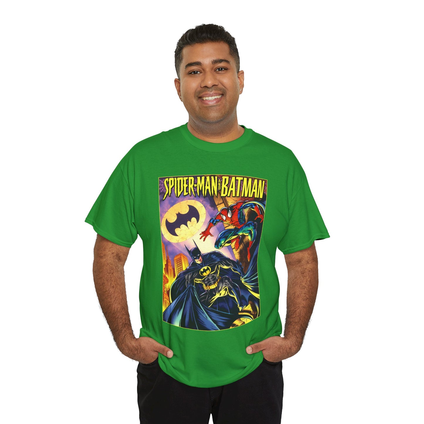 Batman/Spider-Man Shirt - Mark Bagley Art - DC Comics/Marvel Comics Cross-Over From the 1990s