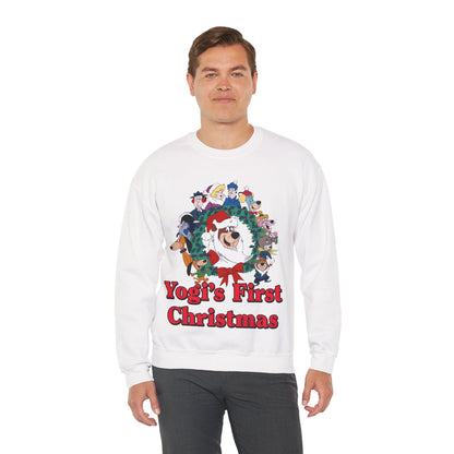 Yogi's First Christmas Crewneck Sweatshirt - Hanna-Barbera TV Holiday Special - Snagglepuss, Huckleberry Hound, Ranger Smith
