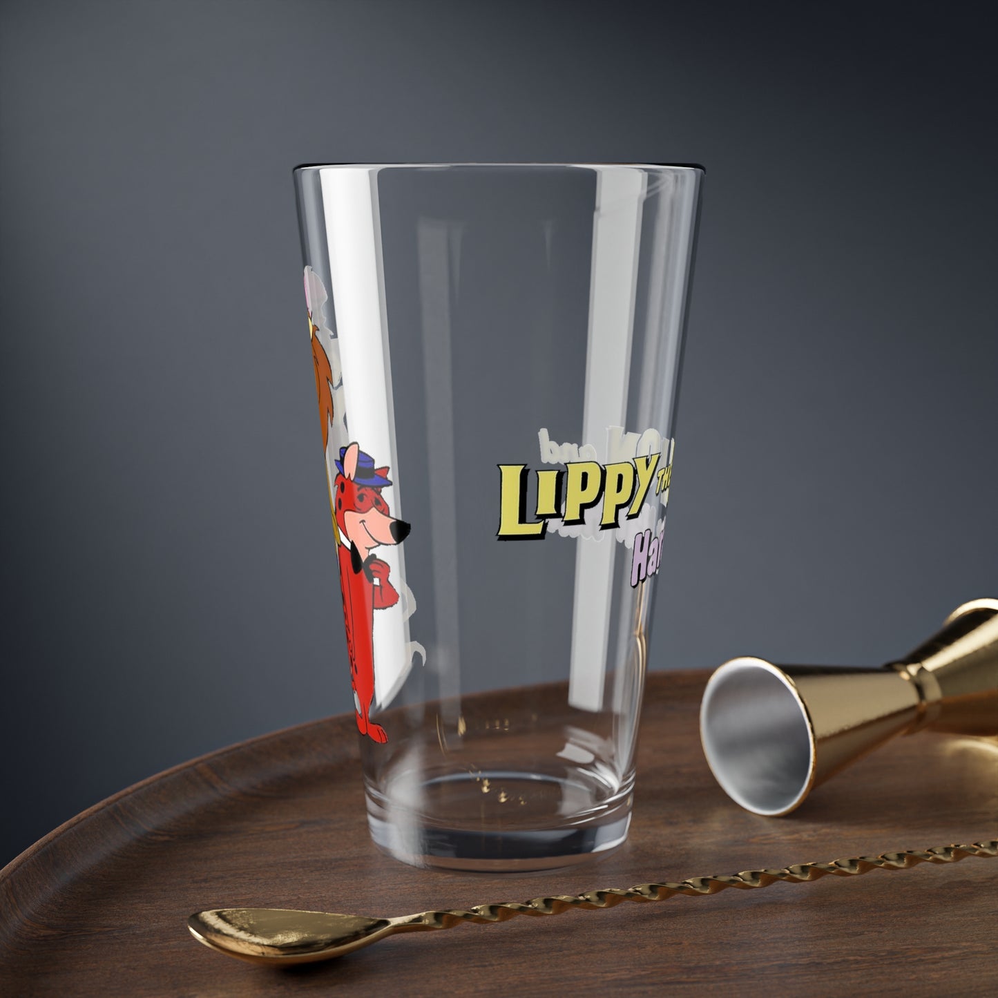 Lippy the Lion & Hardy Har Har Pint Glass, 16oz - Beloved Hanna-Barbera Cartoon 1960s TV - Classic Animation