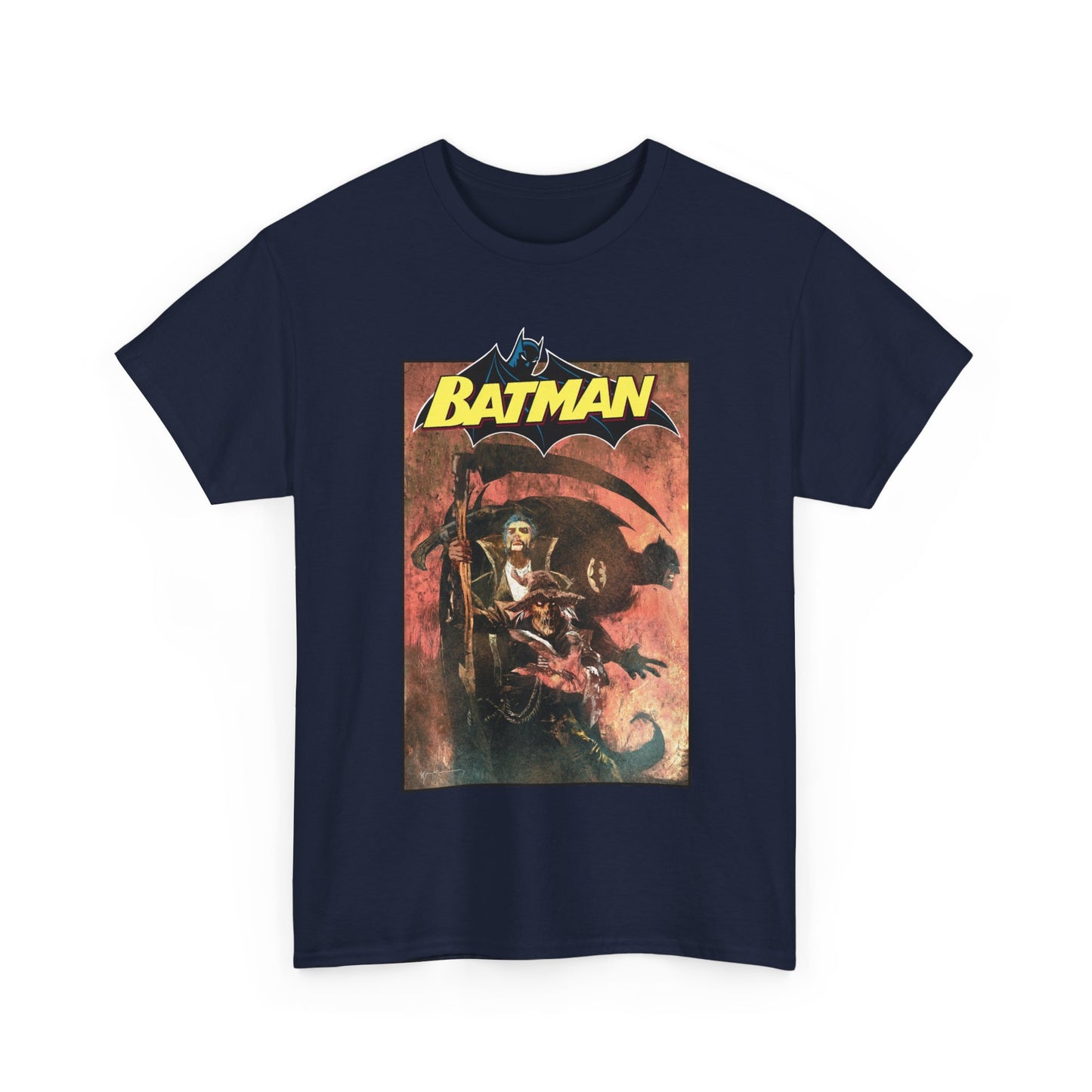 Batman T-Shirt - Bill Sienkiewicz Art - With Scarecrow & Ra's Al Ghul - DC Comics