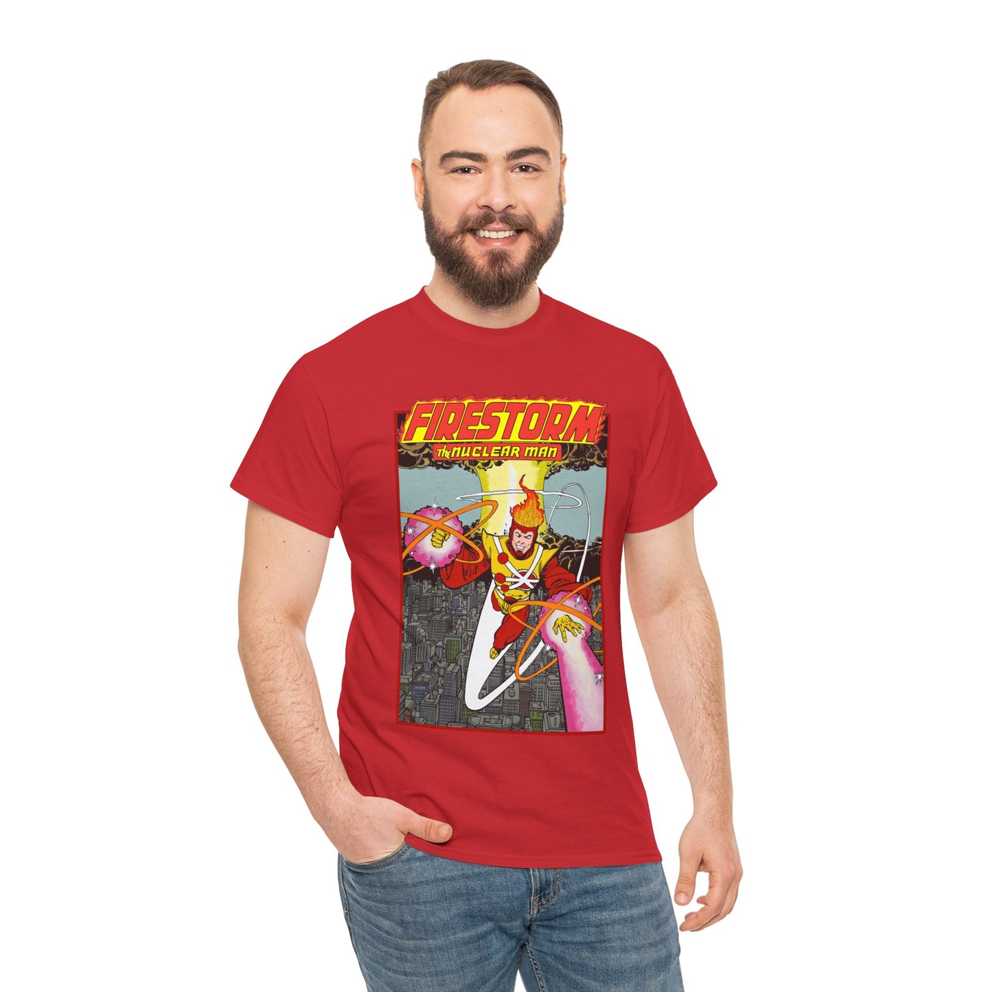 Firestorm the Nuclear Man T-Shirt - George Perez JLA Postcard Art 1980s - DC Comics - Justice League of America Member