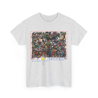 JLA Vs Avengers T-Shirt - Stunning, Classic George Perez Art - DC & Marvel 200s Crossover - Superman, Thor, Wonder Woman, Captain America, Flash, Black Panther, Iron Man, Batman