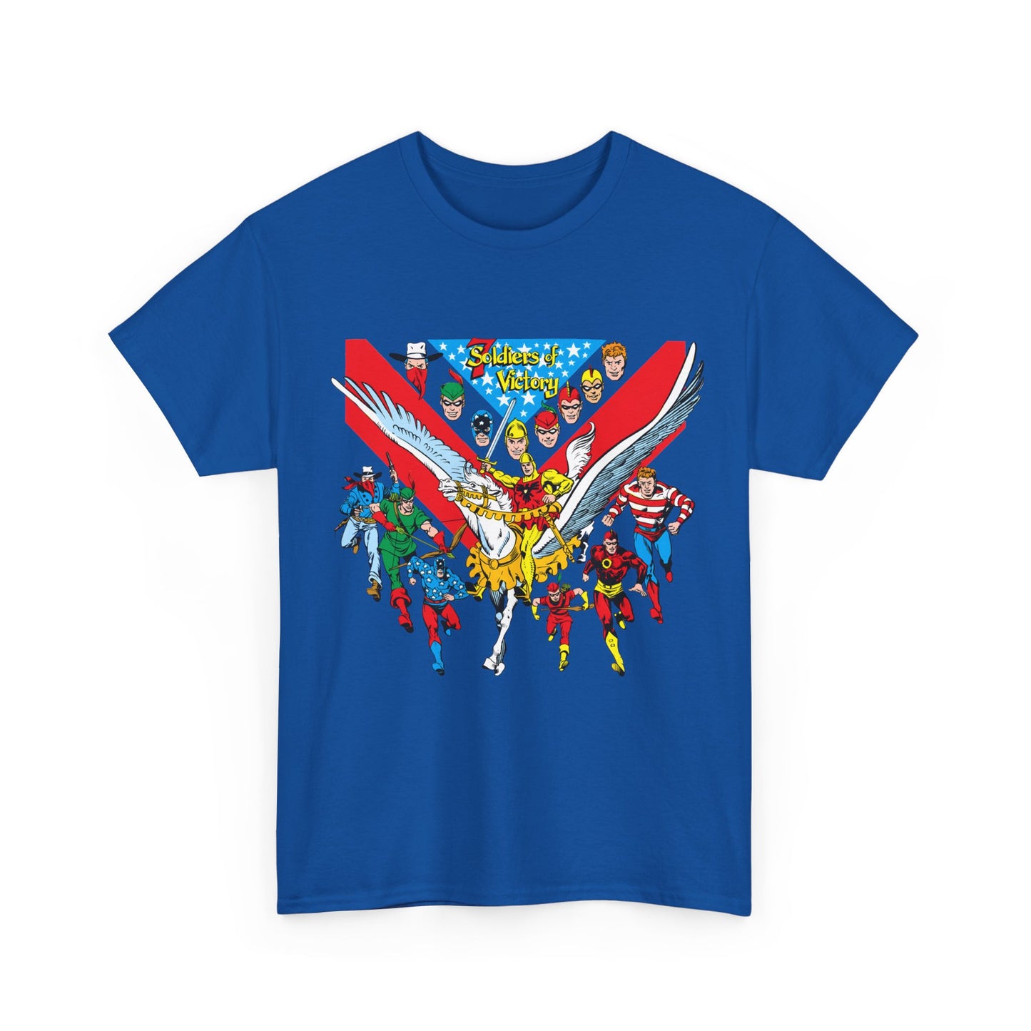 7 Soldiers of Victory T-Shirt - Speedy, Vigilante, Green Arrow, Stripesy, Crimson Avenger, Star-Spangled Kid - Golden Age Heroes of the DC Universe