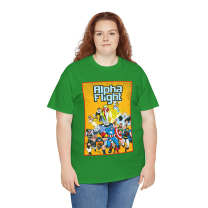 Alpha Flight T-Shirt - Mike Mignola Art - Northstar, Aurora, Snowbird, Shaman, Puck - Avengers: Captain America, Captain Marvel, Hercules, Black Knight - Marvel Comics