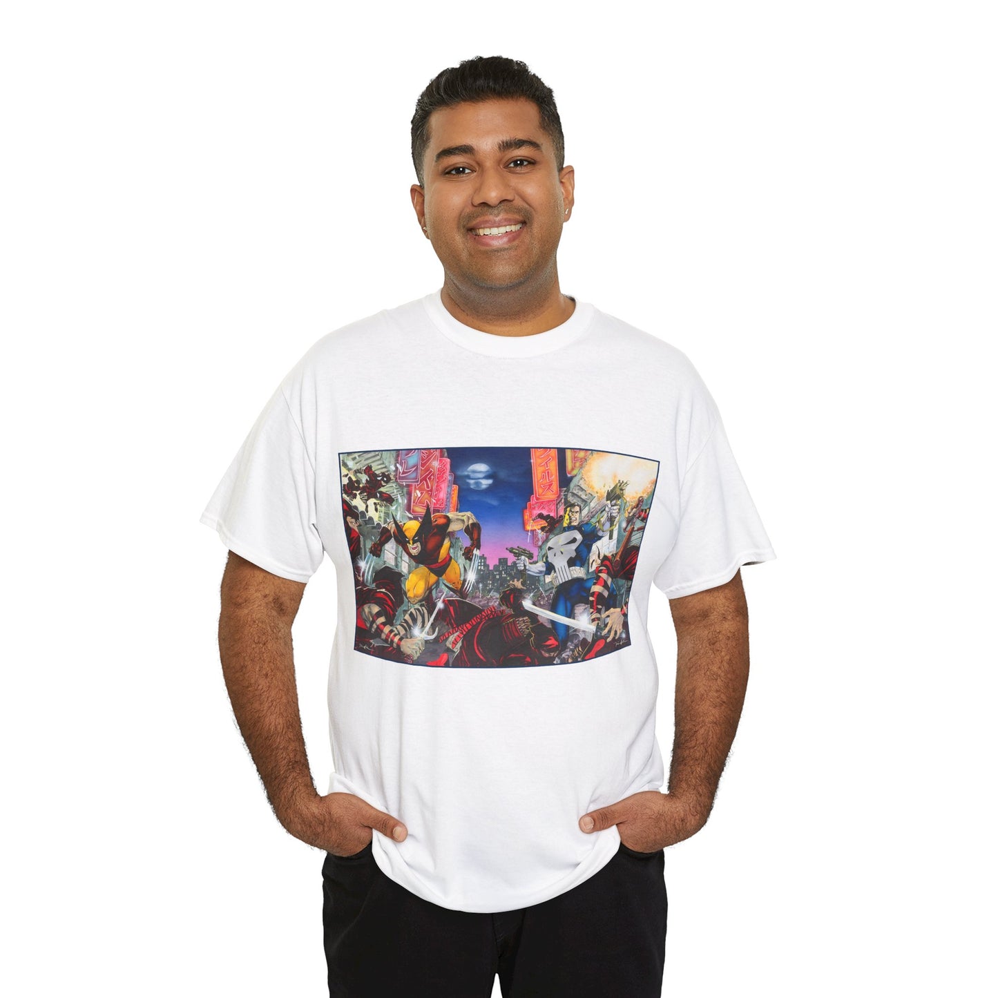 Wolverine & Punisher T-Shirt - Jim Lee Art - Vs The Hand - Marvel Comics