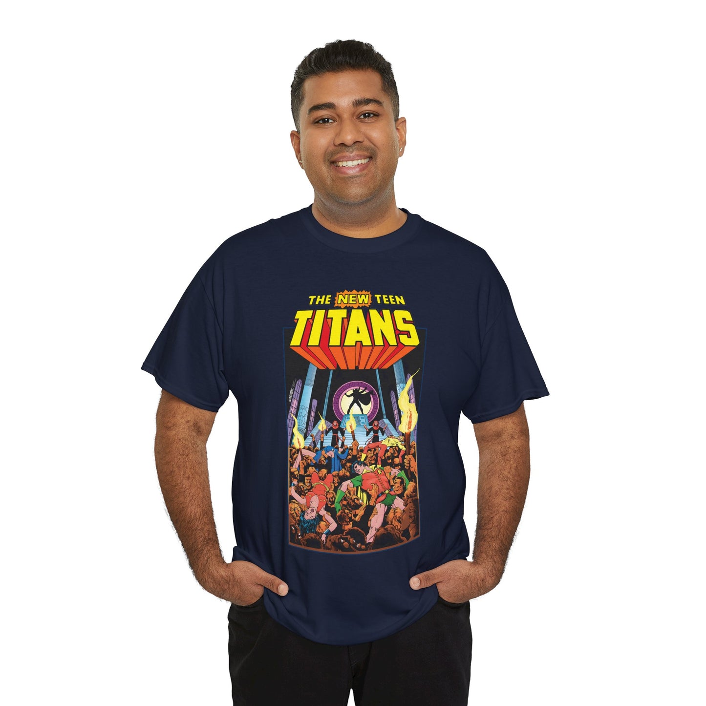 New Teen Titans T-Shirt - George Perez Art - #22 Cover - Wonder Girl, Robin, Raven, Kid Flash - Brother Blood Story - DC Comics