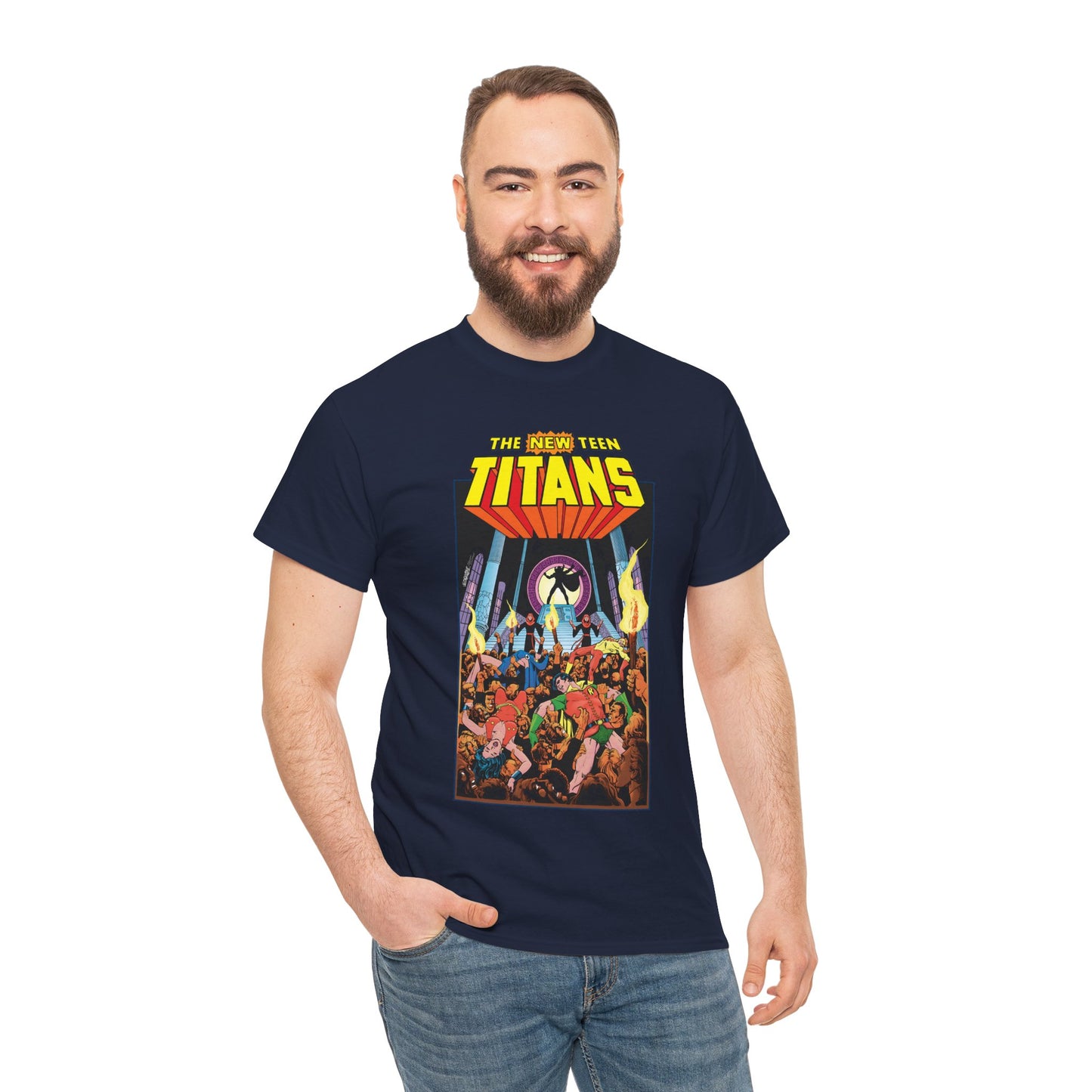 New Teen Titans T-Shirt - George Perez Art - #22 Cover - Wonder Girl, Robin, Raven, Kid Flash - Brother Blood Story - DC Comics
