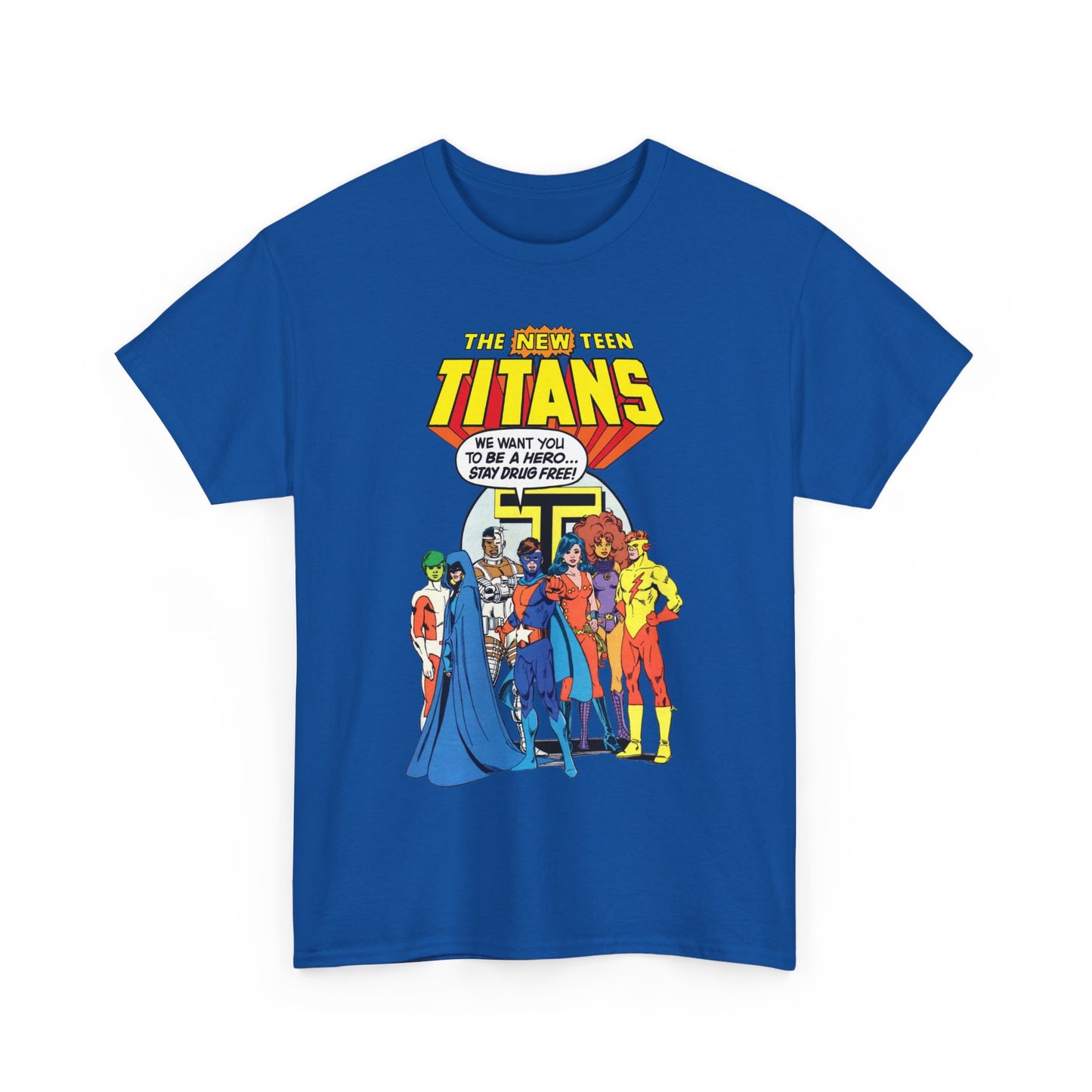 New Teen Titans T-Shirt - 1980s DC Comics Drug Awareness Specials - Protector, Starfire, Cyborg, Wonder Girl, Raven