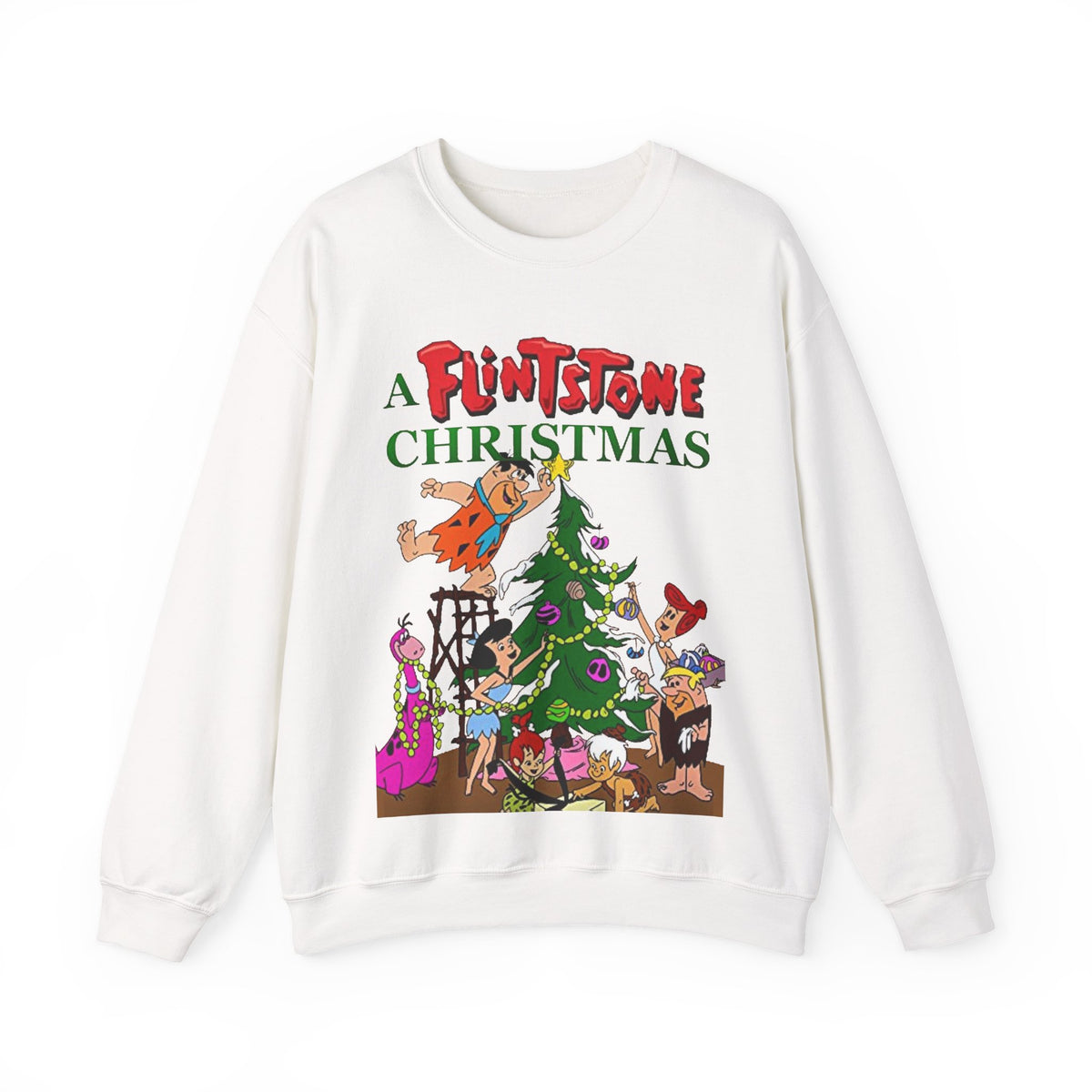 Flintstones Christmas Heavy Blend Crewneck Sweatshirt - Fred, Wilma, Barney, Betty
