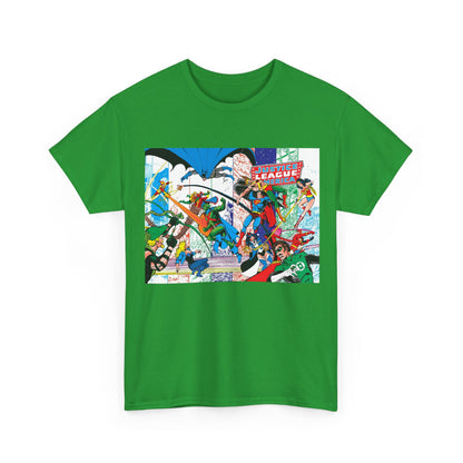 Justice League of America #200 T-Shirt - George Perez Art - Superman, Batman, Zatanna, Wonder Woman, Elongated Man, Martian Manhunter, Black Canary, Atom, Firestorm - DC Comics