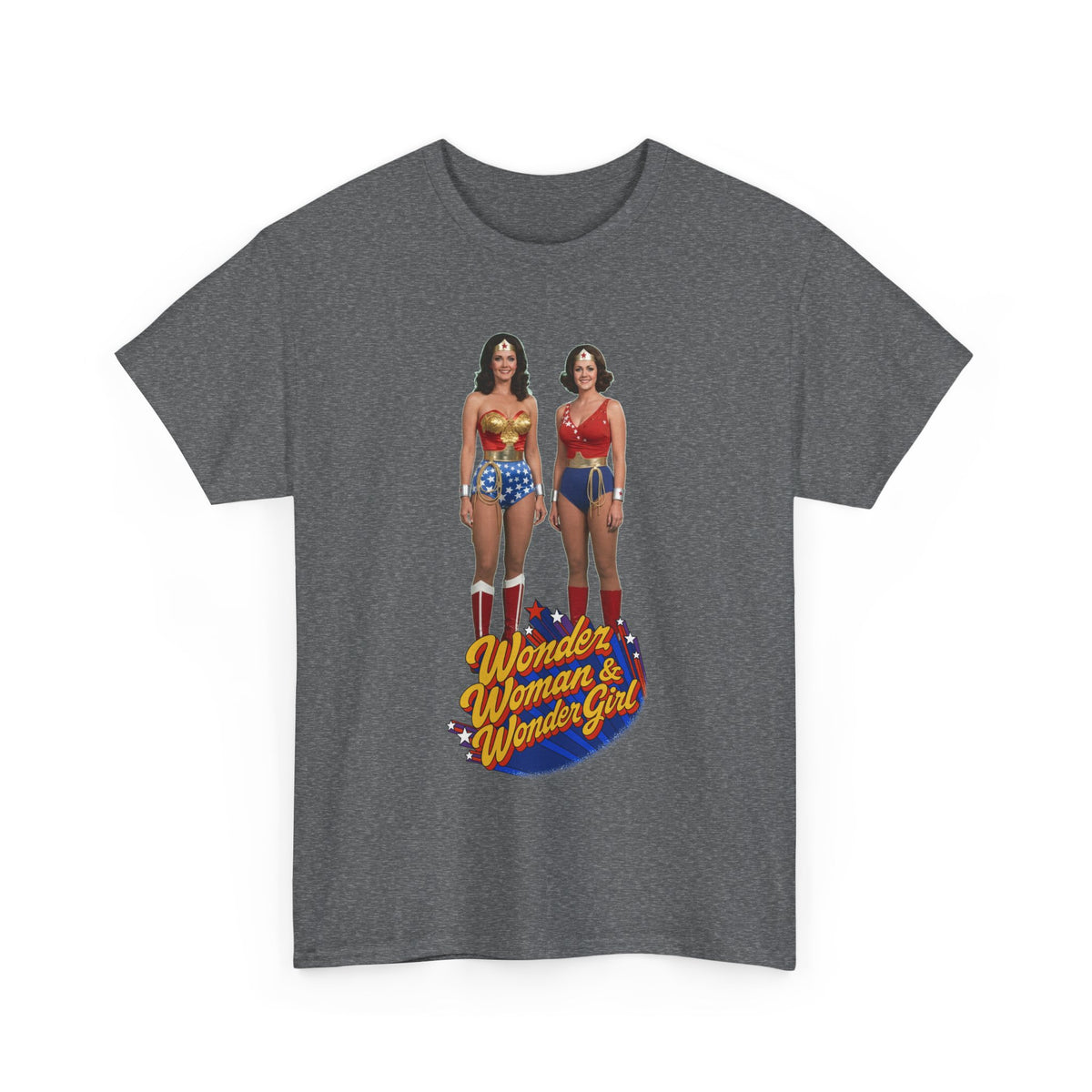 Wonder Woman & Wonder Girl T-Shirt - Lynda Carter Retro 1970s TV Show - DC Comics