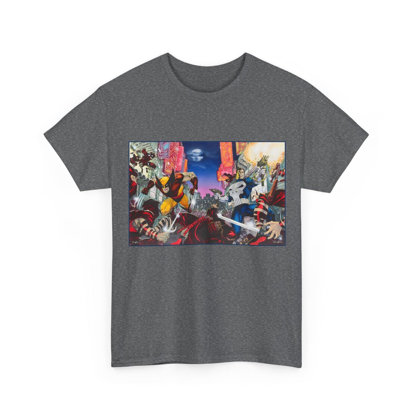 Wolverine & Punisher T-Shirt - Jim Lee Art - Vs The Hand - Marvel Comics