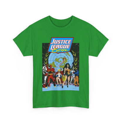 Justice League Europe T-Shirt - Bart Sears Art - Wonder Woman, Flash, Captain Atom, Animal Man, Elongated Man, Power Girl, Metamorpho - JLI Spin-Off - DC Comics