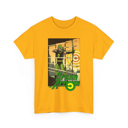 Green Arrow T-Shirt - George Perez Art - 1980s Justice League Postcard Art - JLA - DC Comics