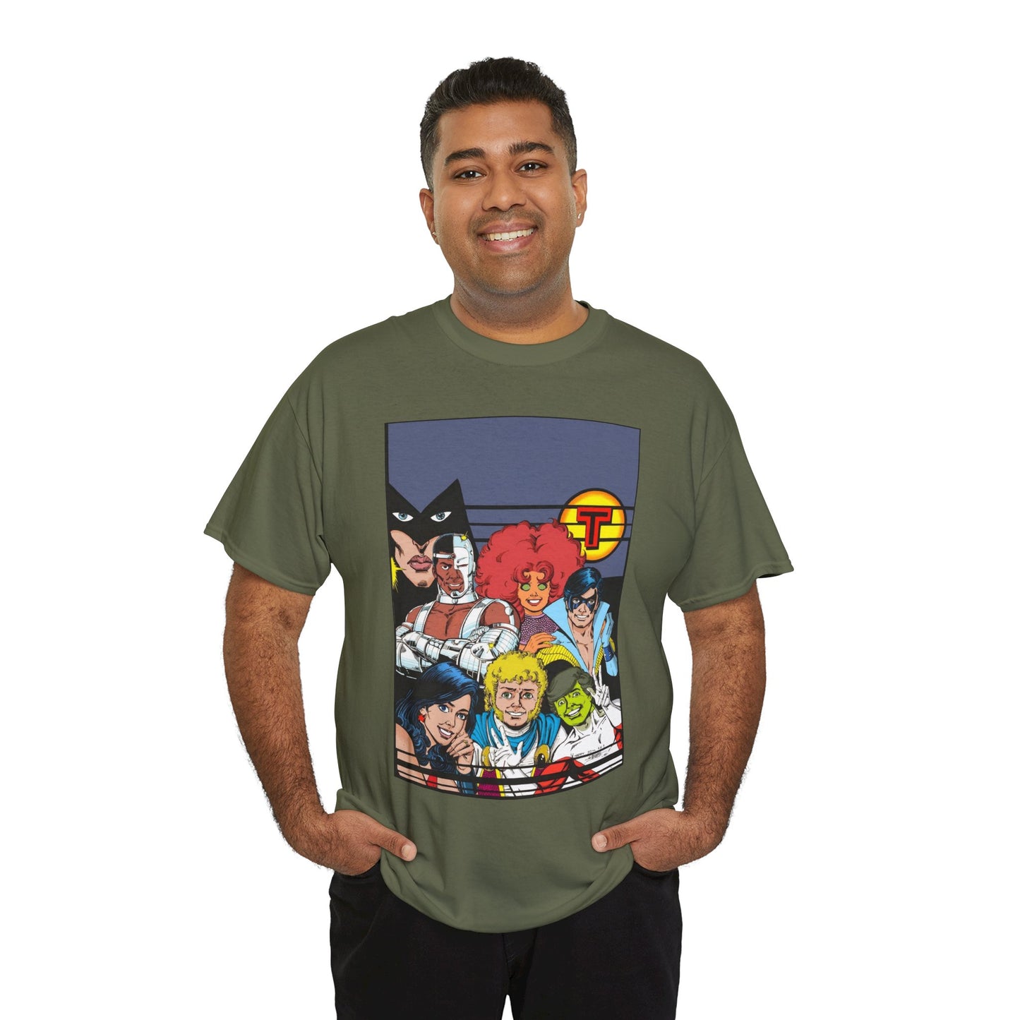 New Teen Titans T-Shirt - George Perez Painted Art - Nightwing, Wonder Girl, Raven, Jericho, Cyborg, Starfire, Changeling - DC Comics