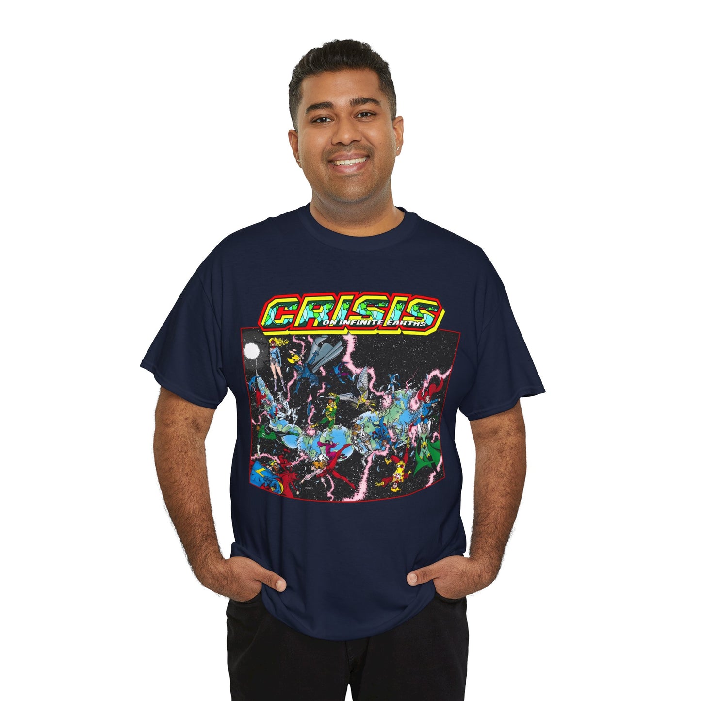 Crisis on Infinite Earths T-Shirt - George Perez Art - #1 Cover, First Issue - Harbinger, Pariah, Obsidian, Firestorm - DC Comics