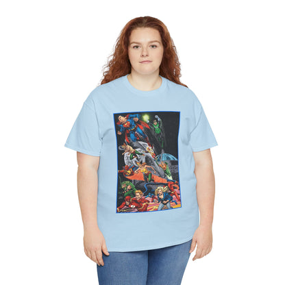 Justice League of America T-Shirt - Jerry Ordway Art - Superman, Wonder Woman, Firestorm, Flash, Black Canary, Atom - DC Comics