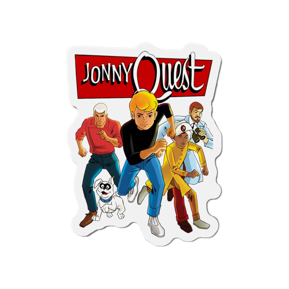 Jonny Quest Die-Cut Magnet - Hanna-Barbera Cartoon - Hadji, Bandit, Benton Quest, Race Bannon - 3", 4", 5", 6"
