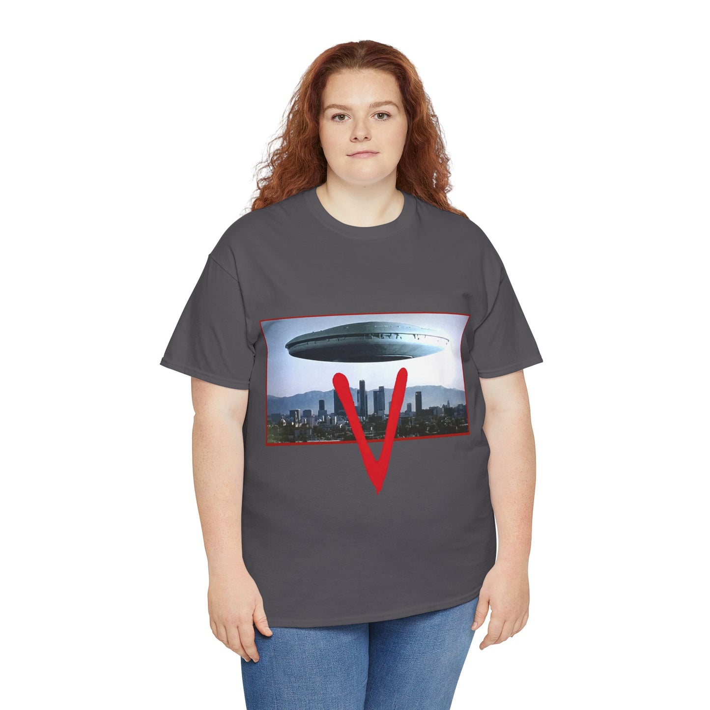 V T-Shirt - The Visitors Mothership - Popular NBC Sci-Fi TV Series from the 1980s