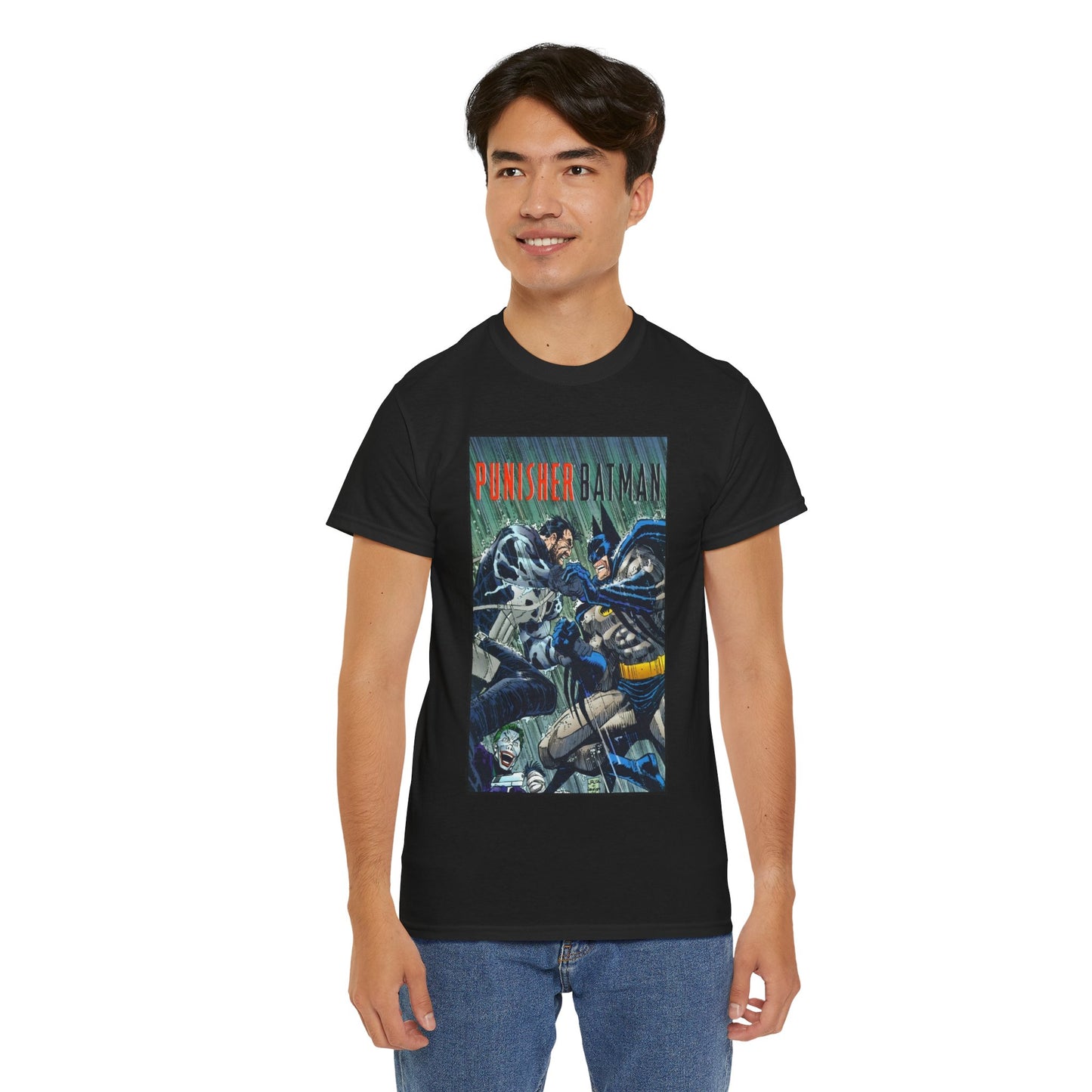 Punisher/Batman T-Shirt - John Romita Jr Art - Deadly Knights, Joker - DC Comics/Marvel Comics