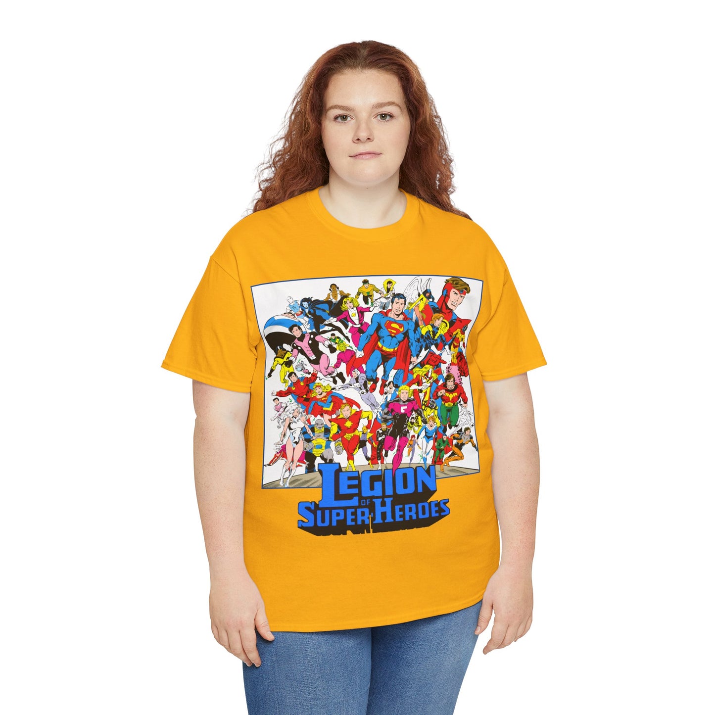 Legion of Super-Heroes T-Shirt - Greg Laroque Art - Who's Who in DC Comics - Superboy, Cosmic Boy, Dream Girl, Dawnstar, Supergirl, Sun Boy, Wildfire, Element Lad, Invisible Kid, Saturn Girl, Lightning Lad - DC Comics