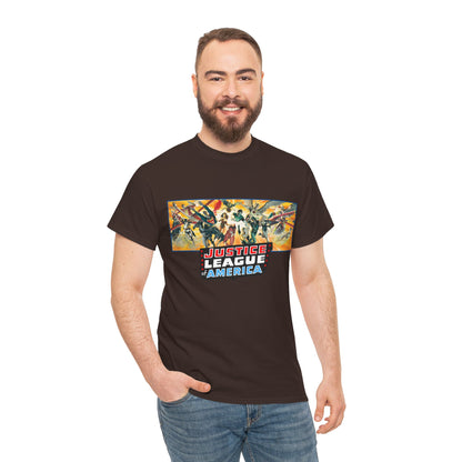 Justice League T-Shirt - Alex Ross Art - Superman, Batman, Wonder Woman, Black Canary, Hawkman, Green Lantern, Adam Strange, Plastic Man, Zatanna - DC Comics