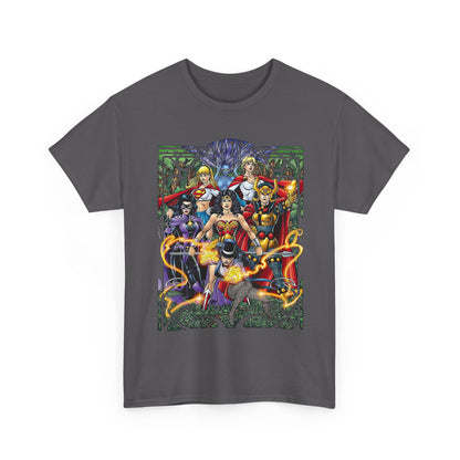 Justice League of Amazons T-Shirt - George Perez Art - Wonder Woman, Zatanna, Supergirl, Power Girl, Huntress, Big Barda - JLA - DC Comics