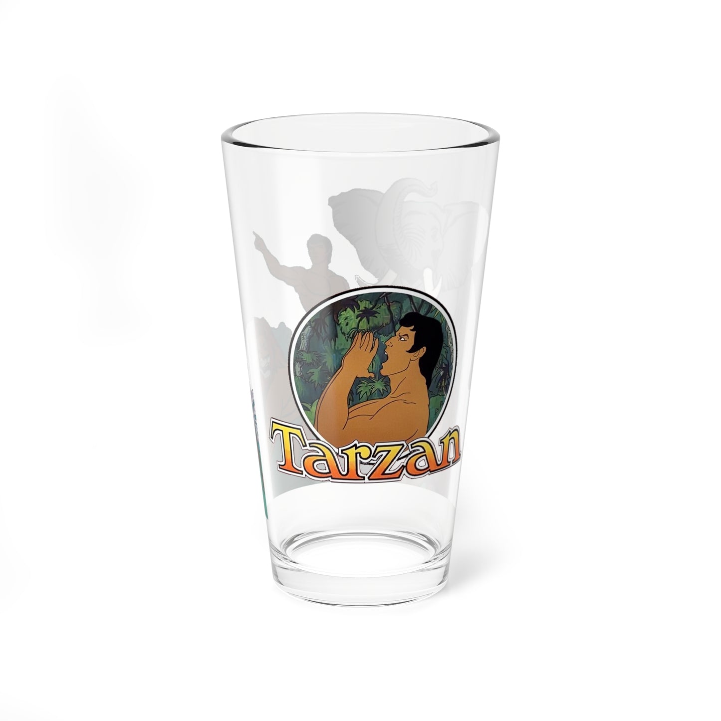 Tarzan 16oz Pint Glass - Lord of the Jungle - Filmation Saturday Morning Cartoon 1980s