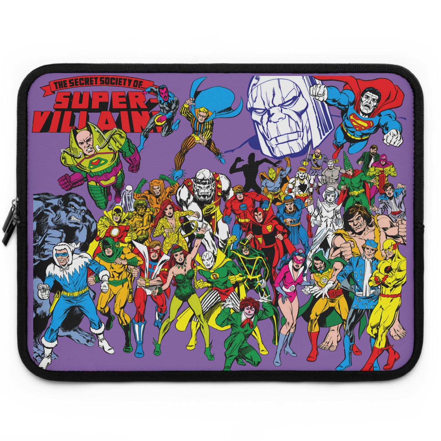 Secret Society of Super-Villains Laptop Sleeve (15" or 17") - Captain Cold, Grodd, Darkseid, Lex Luthor, Cheetah, Poison Ivy, Bizarro - DC Comics