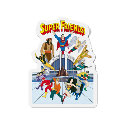 Super Friends Die-Cut Magnet - Beloved 1970s Saturday Morning Cartoon - Superman, Wonder Woman, Flash, Samurai, Green Lantern, Wonder Twins, Black Vulcan, Apache Chief - DC Comics - 3", 4", 5", 6"