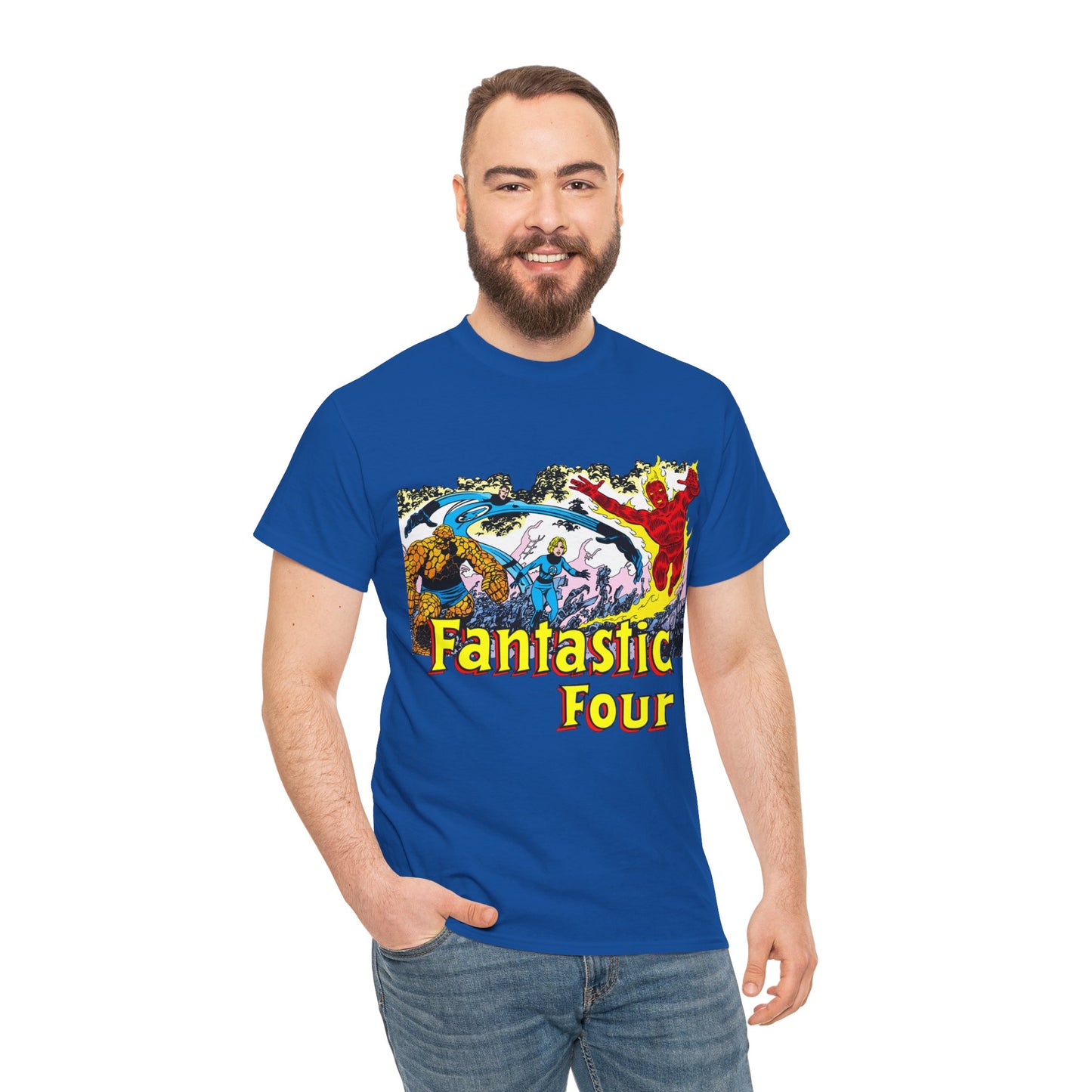Fantastic Four T-Shirt - John Byrne Art - Reed Richards, Invisible Woman, Human Torch, The Thing - Marvel Comics