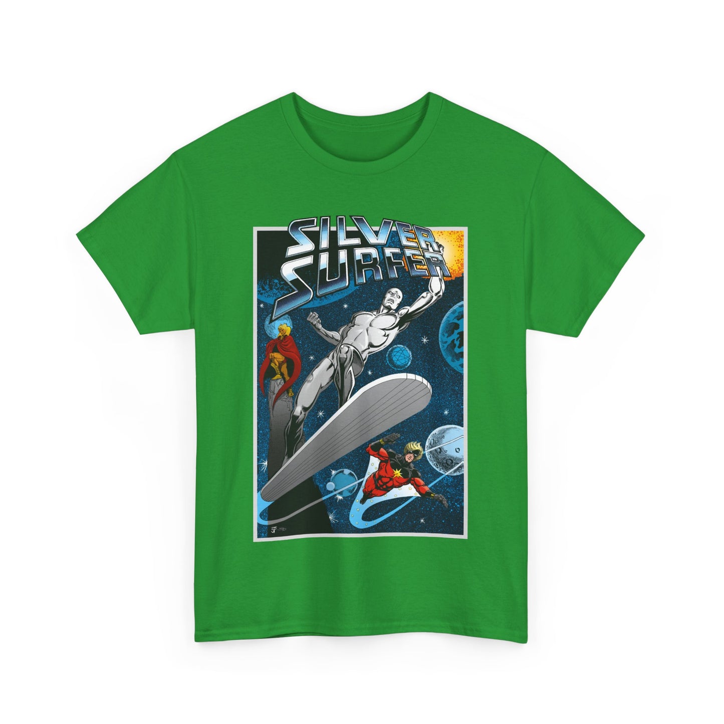 Silver Surfer T-Shirt - With Adam Warlock & Captain Marvel - Norrin Radd - Former Herald of Galactus - Fantastic Four Ally - Marvel Comics
