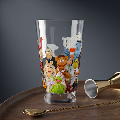 The Muppet Show Pint Glass 16oz Jim Henson Cartoon Kermit Miss Piggy Fozzie Gonzo Animal Beaker Retro 70s Variety TV Show Vintage Fan Gift