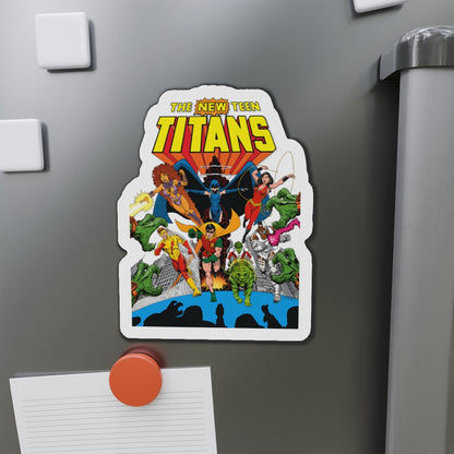 New Teen Titans Die-Cut Magnet - George Perez Art - Robin, Wonder Girl, Cyborg, Starfire, Raven, Kid Flash, Changeling - DC Comics - 3", 4", 5", 6"