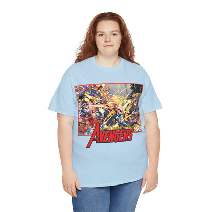 Avengers Vs Thunderbolts T-Shirt - George Perez Art - Captain America, Iron Man, Wonder Man, Scarlet Witch, Hawkeye, Citizen V, MACH-1, Techno, Atlas, Songbird - Marvel Comics