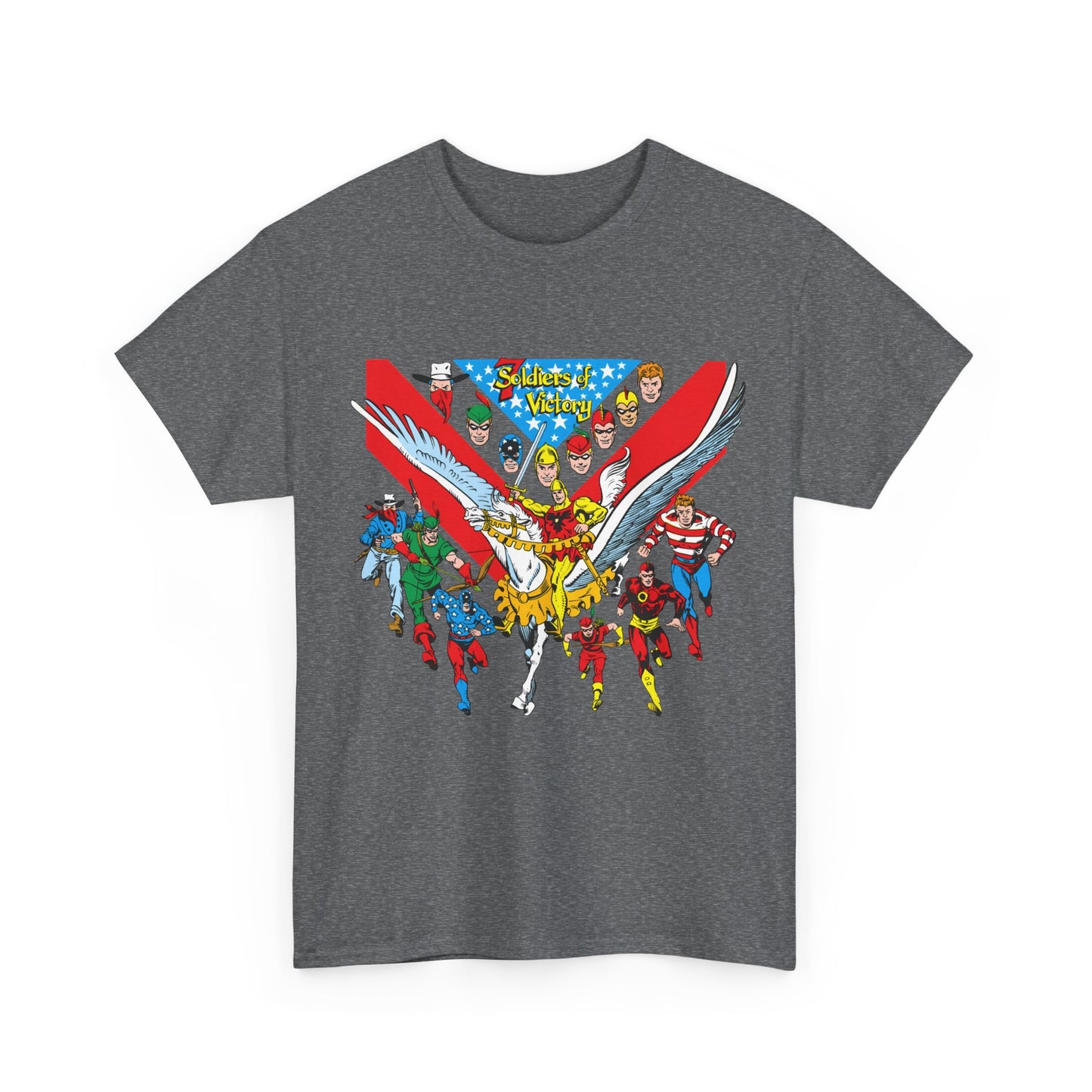 7 Soldiers of Victory T-Shirt - Speedy, Vigilante, Green Arrow, Stripesy, Crimson Avenger, Star-Spangled Kid - Golden Age Heroes of the DC Universe