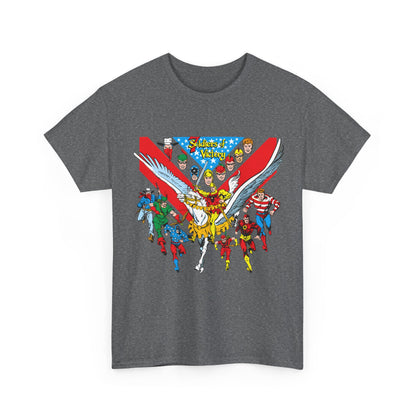 7 Soldiers of Victory T-Shirt - Speedy, Vigilante, Green Arrow, Stripesy, Crimson Avenger, Star-Spangled Kid - Golden Age Heroes of the DC Universe
