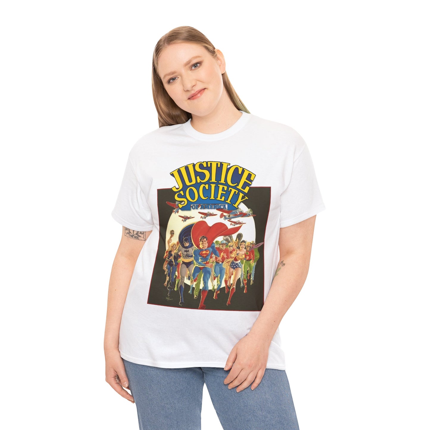 Justice Society of America T-Shirt - Superman, Wonder Woman, Black Canary, Green Lantern, Batman, Plastic Man, Flash - DC Comics