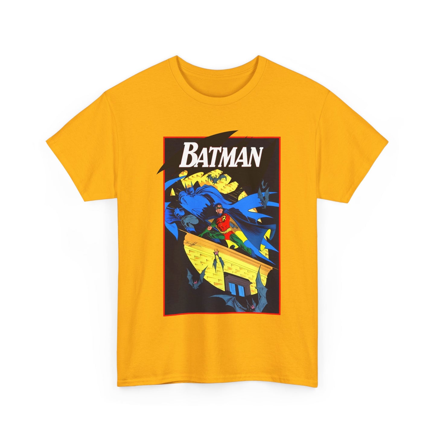 Batman & Robin T-Shirt - Norm Breyfogle Art - Surrounded by Bats in Gotham City - DC Comics