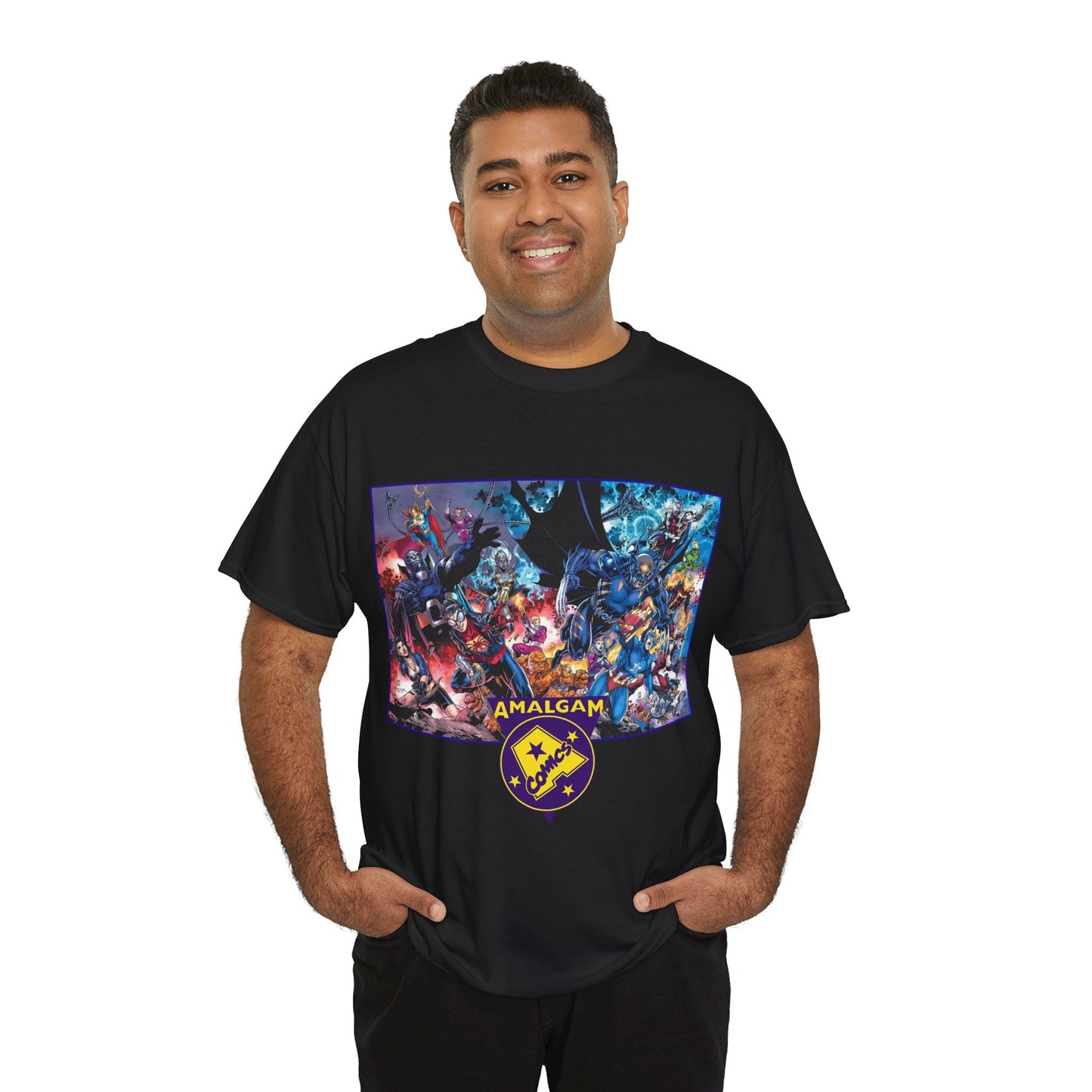 Amalgam T-Shirt - DC Vs Marvel Comics - 1990s - Jim Lee Art - Dark Claw, Amazon, Super Soldier, Spiderboy, Speed Demon