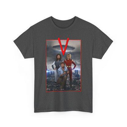 V T-Shirt - Visitors 1983 NBC Sci-Fi Aliens Series - Mike Donovan, Diana, Lydia