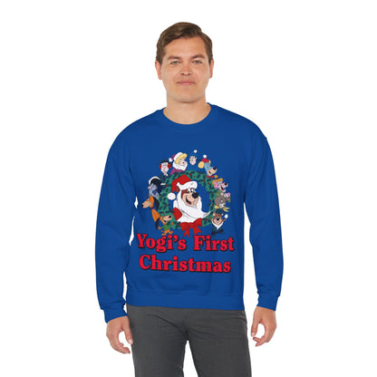 Yogi's First Christmas Crewneck Sweatshirt - Hanna-Barbera TV Holiday Special - Snagglepuss, Huckleberry Hound, Ranger Smith